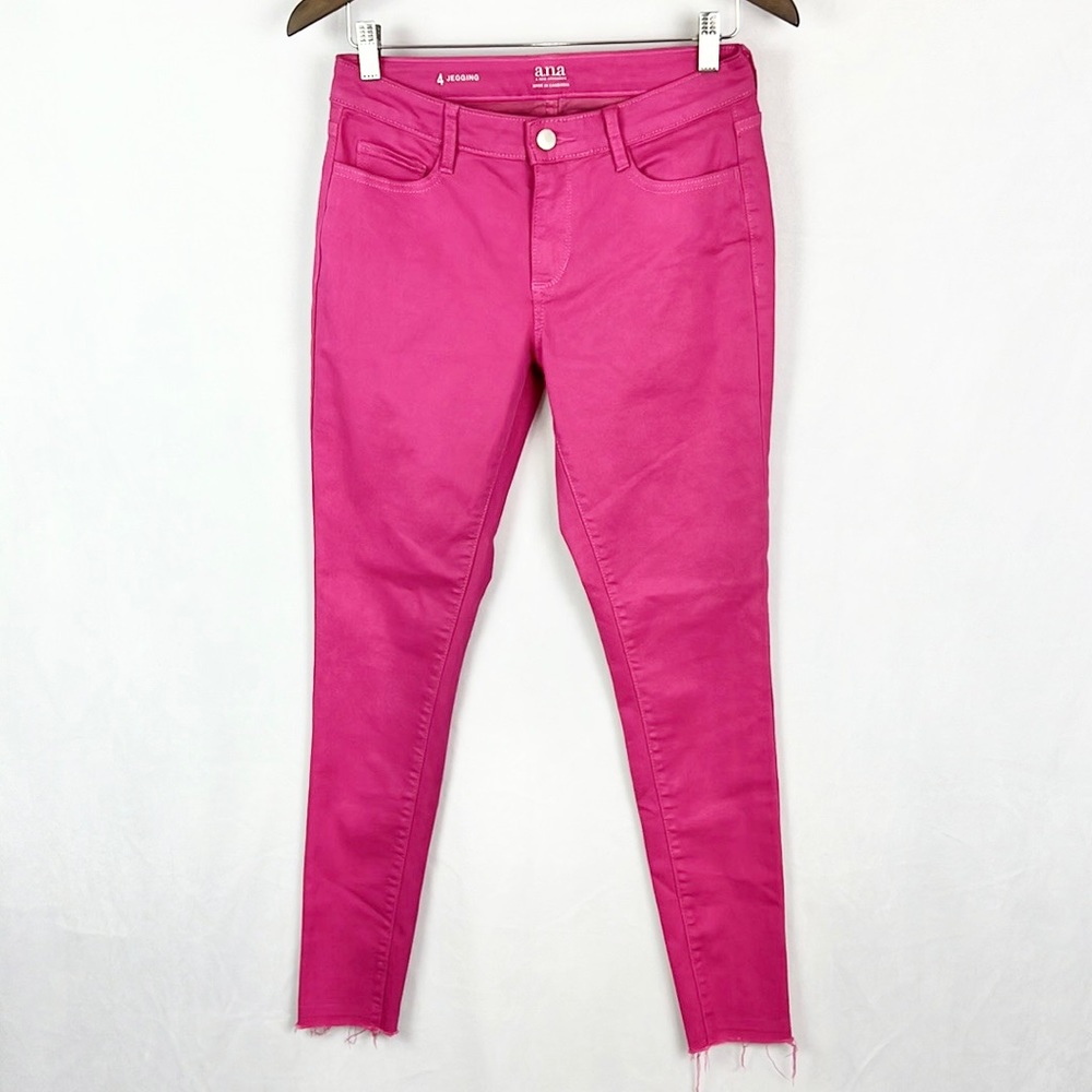 A.N.A. | 💕Hot Barbie Pink Stretchy Mid-Rise Jegging Raw Hem Cuff Jeans